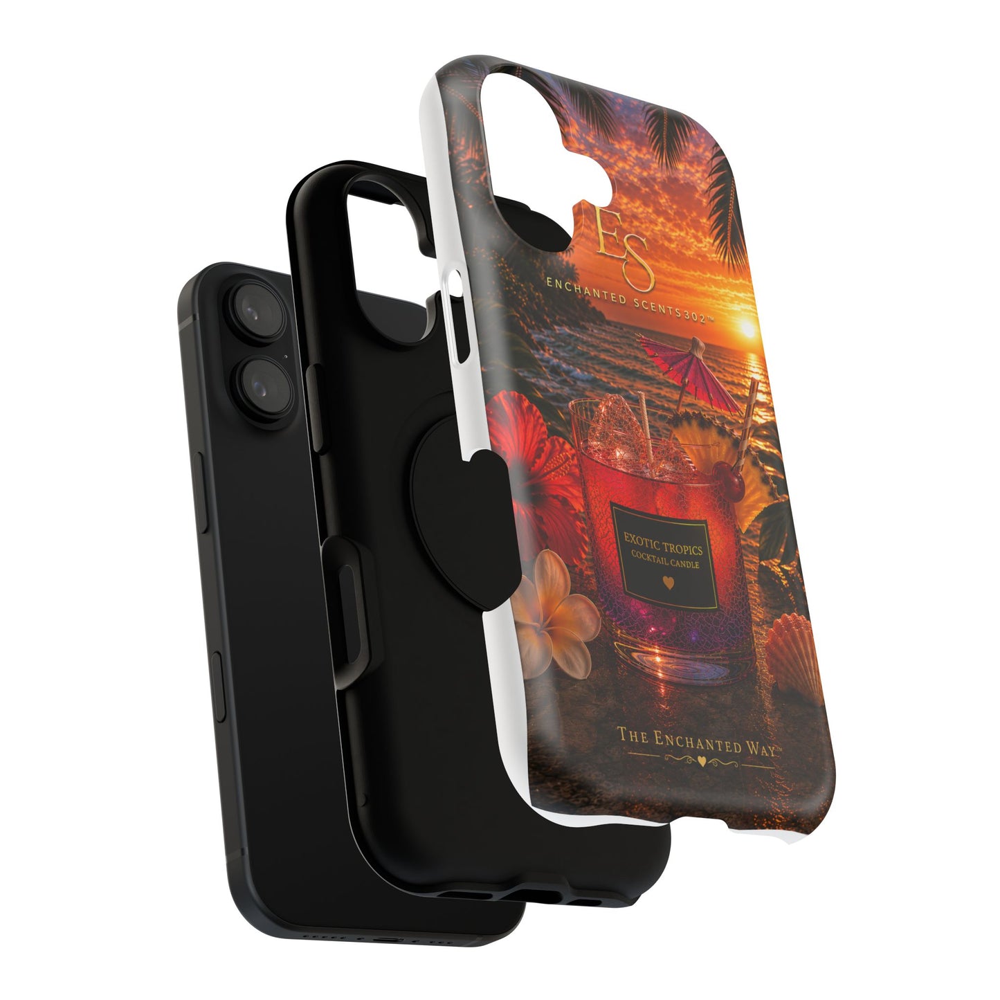 Tropical Sunset Phone Case — Impact-Resistant Beach Candle Design