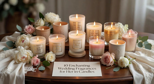 Professional header image for list-based article: 10 Enchanting Wedding Fragrances for Her in Candles