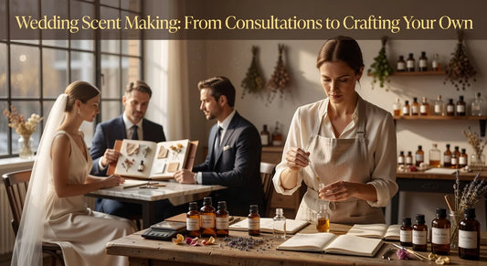 Professional header image for educational tutorial: Wedding Scent Making: From Consultations to Crafting Your...