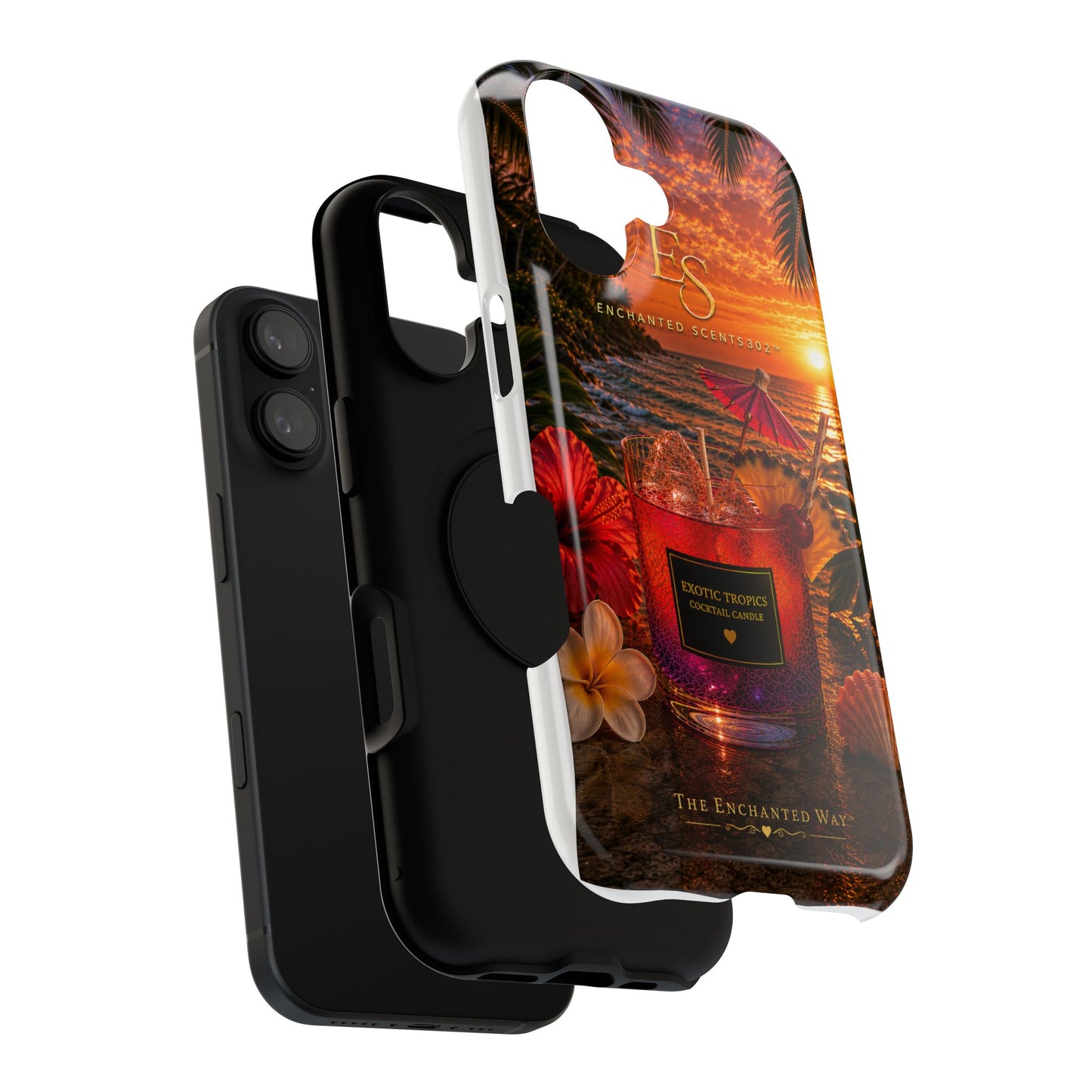 Tropical Sunset Phone Case — Impact-Resistant Beach Candle Design