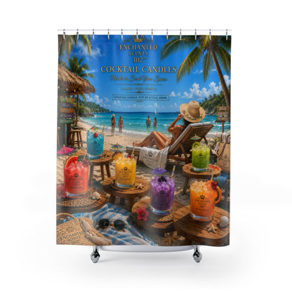 Tropical Cocktail Candles Shower Curtain — Beach Bar Scentscape Bathroom Decor.