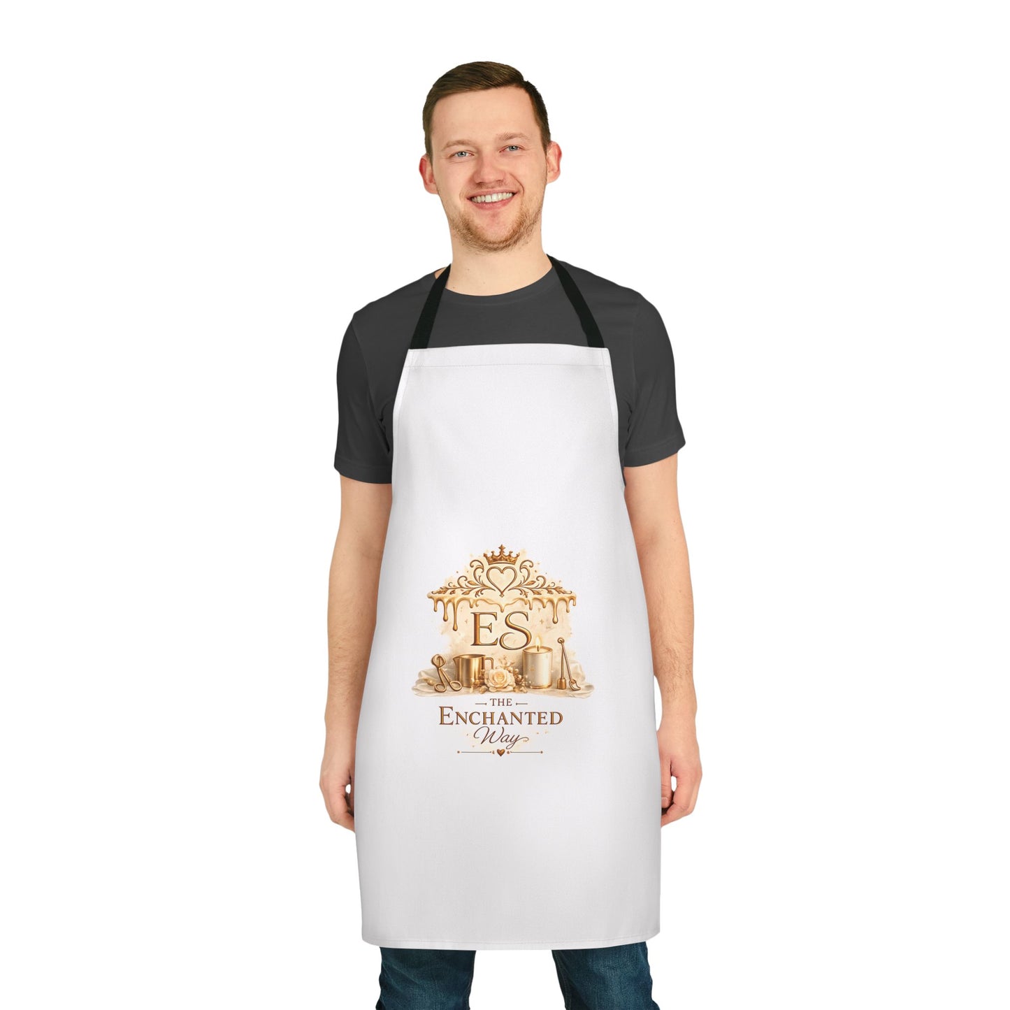 Enchanted Sweets Baking Apron — Gold Crown Pastry Chef Apron.