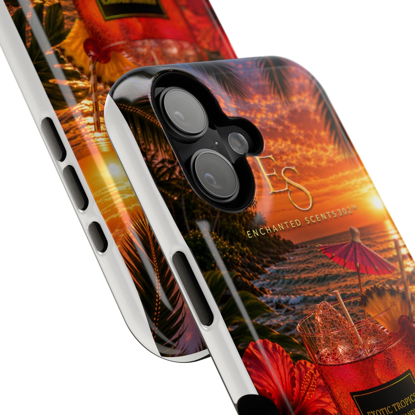 Tropical Sunset Phone Case — Impact-Resistant Beach Candle Design