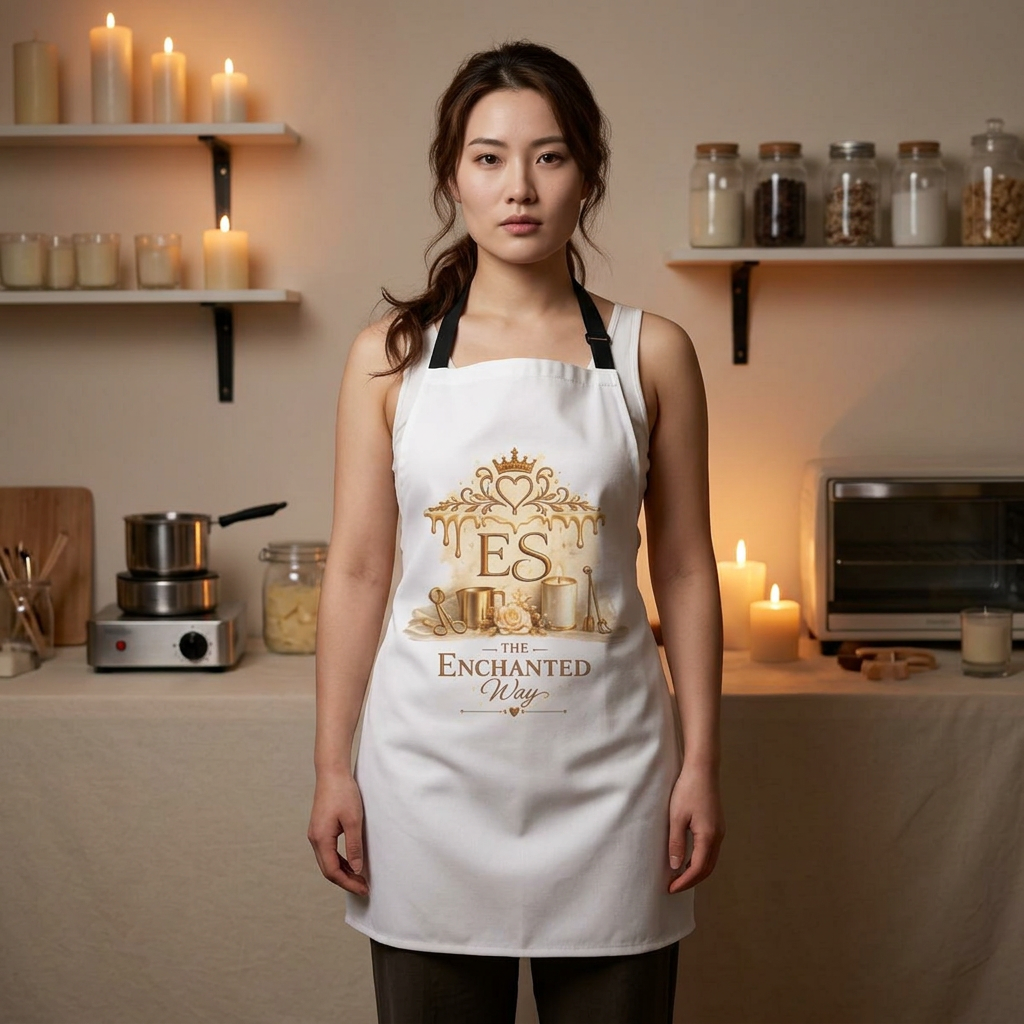 Enchanted Sweets Baking Apron — Gold Crown Pastry Chef Apron.