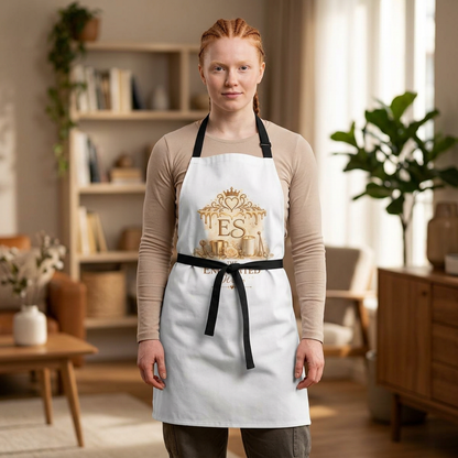 Enchanted Sweets Baking Apron — Gold Crown Pastry Chef Apron.
