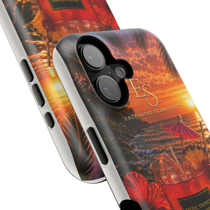 Tropical Sunset Phone Case — Impact-Resistant Beach Candle Design