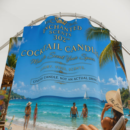 Tropical Cocktail Candles Shower Curtain — Beach Bar Scentscape Bathroom Decor.